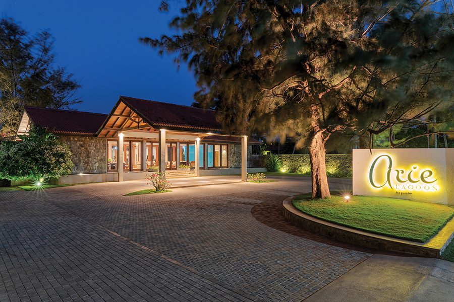 The front driveway of hotel Arie Lagoon in Negombo, Sri Lanka 