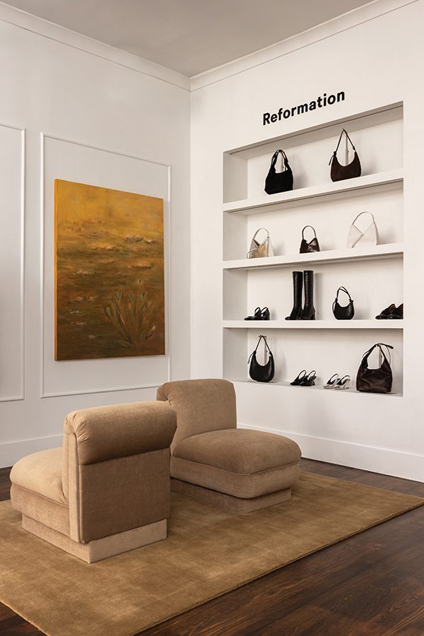 An interior view of fashion brand Reformation in The Mission district in San Francisco