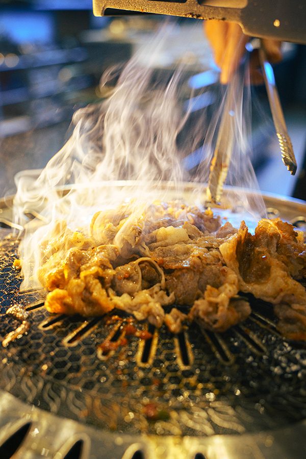 Meat on the grill at Bukchon Hansik Korean in Futian, Shenzhen