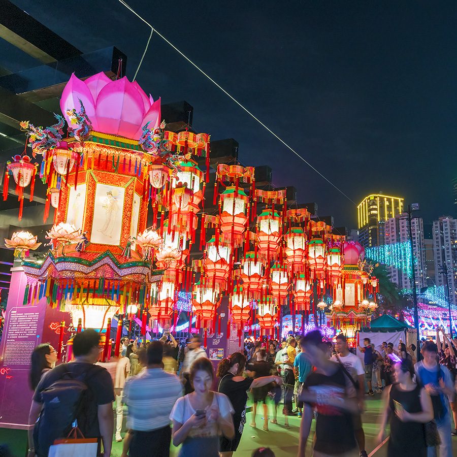 Lantern displays at the Mid-Autumn Festival in Hong Kong