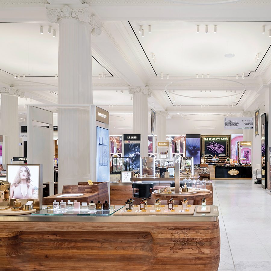 An interior shot of the beauty hall within Selfridges, London