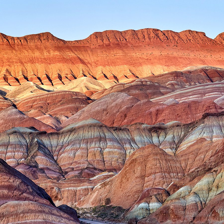 Close-up of colourful Danxia landform in Zhangye National Geopark