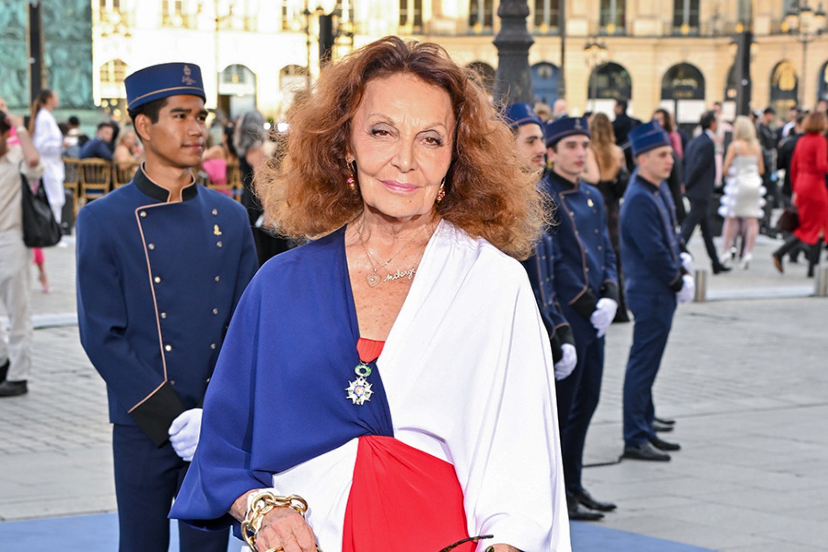 Diane von Furstenberg, the creator of her eponymous brand, posing at Vogue World in Paris. 