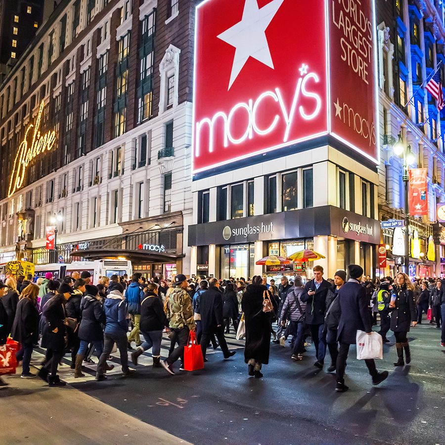 Macy’s in Herald Square, New York at night.