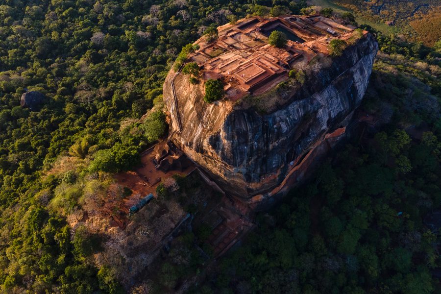 An aerial view of a rock formation.
