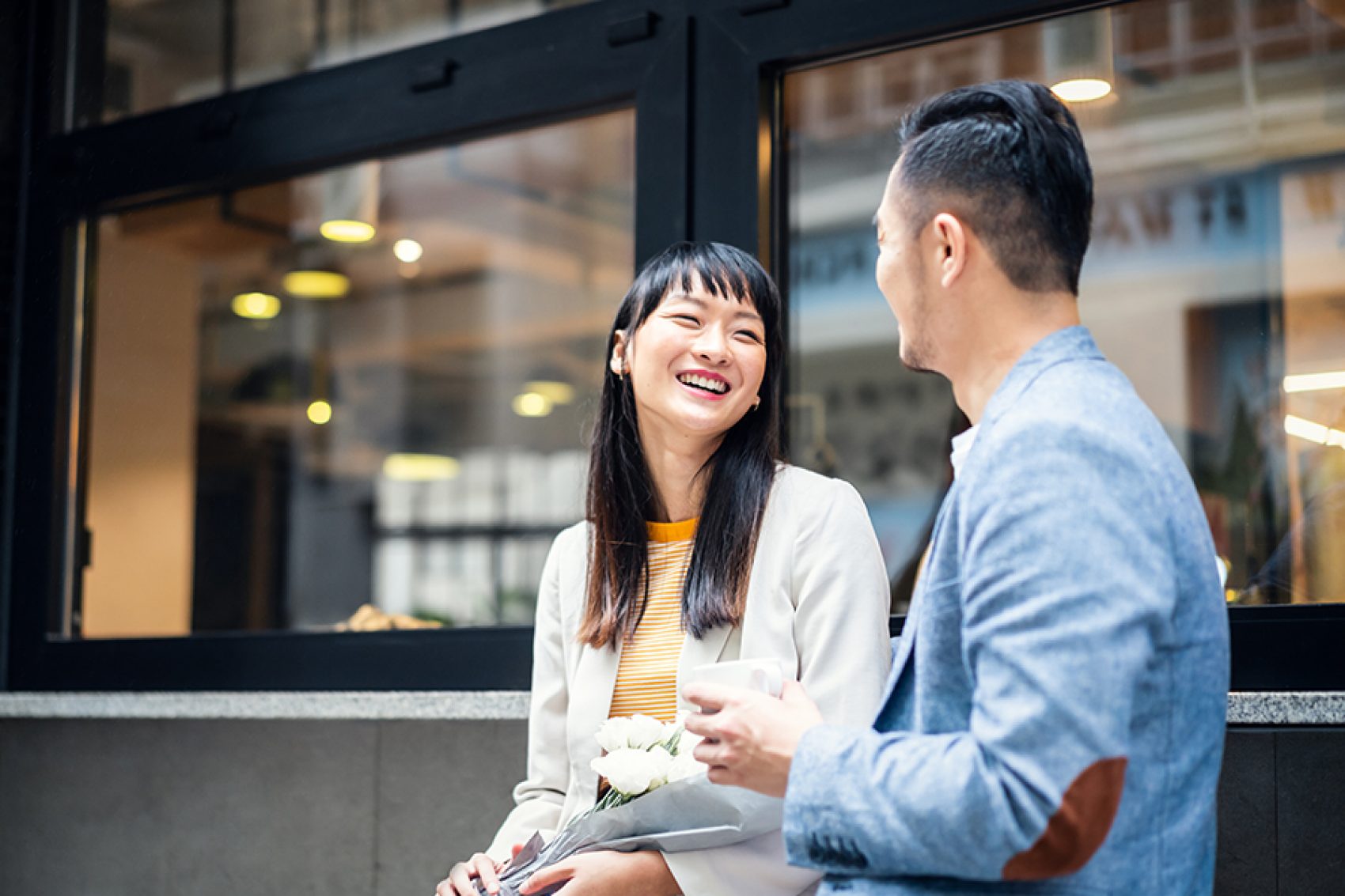 Couple having coffee in Hong Kong