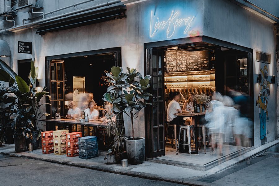 Exterior of Blue Supreme in Hong Kong.