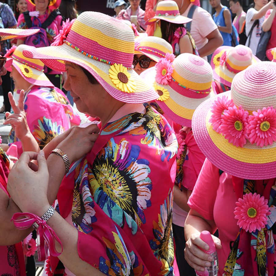Crowds gather for the annual Pink Walk in Hong Kong.