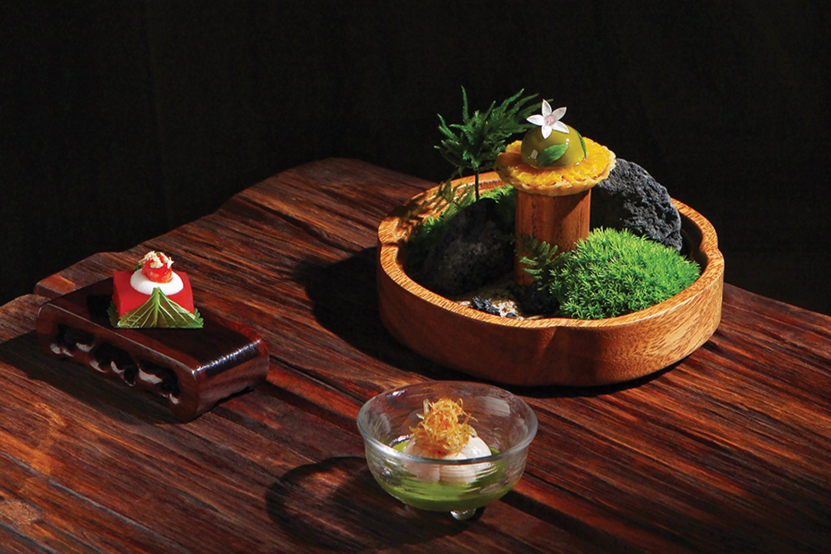Trio of desserts served at Gia