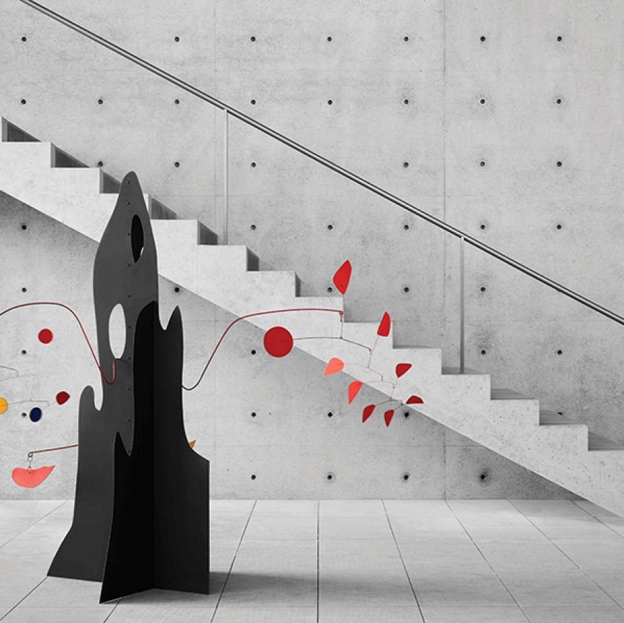Staircase and art installation inside the He Art Museum