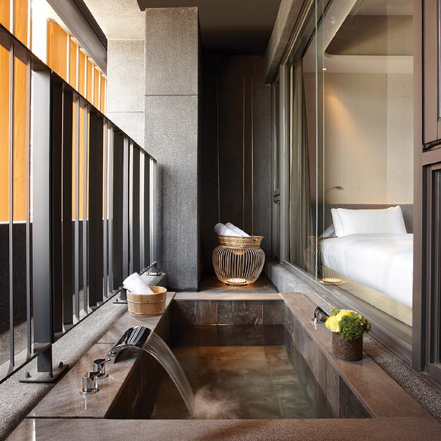 A private hot springs tub at Wellspring by Silks Jiaoxi.