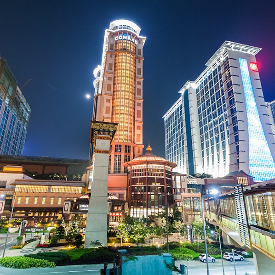 A group of hotels in Cotai, including Holiday Inn and Conrad. 