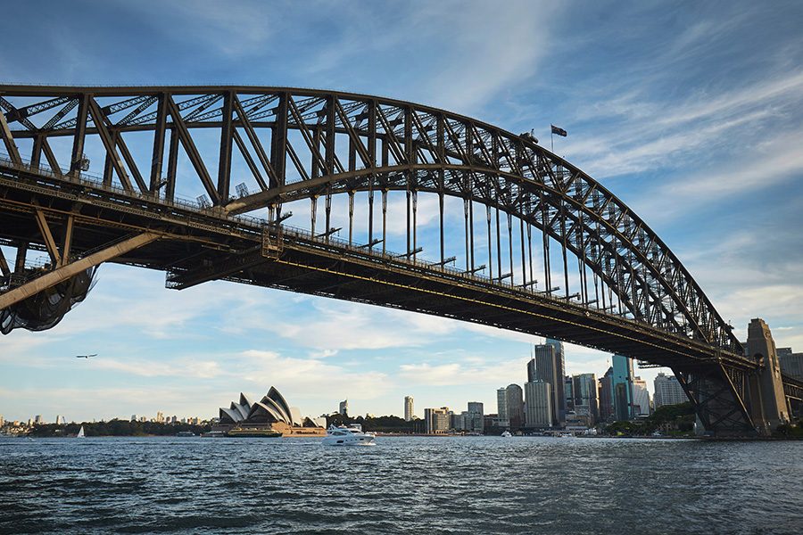 View of Sydney Bridge from the water