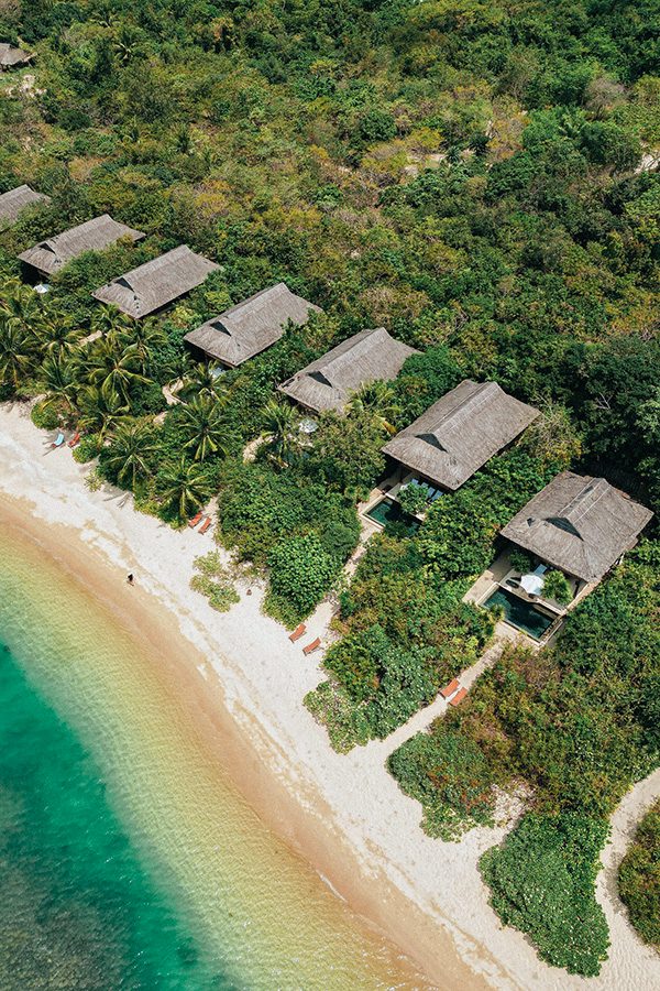  A bird’s eye view of Six Senses Ninh Van Bay resort by the beach in Vietnam 