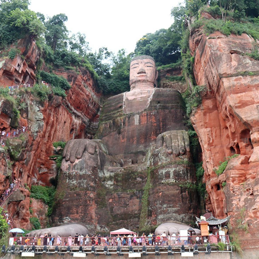 Close-up image of the Leshan Giant Buddha in Leshan. 
