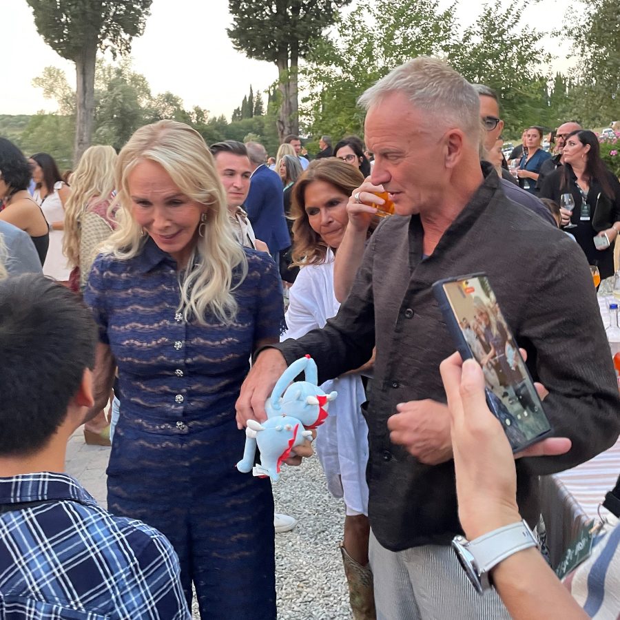 Trudie Styler and Sting greet guests at Il Palagio.