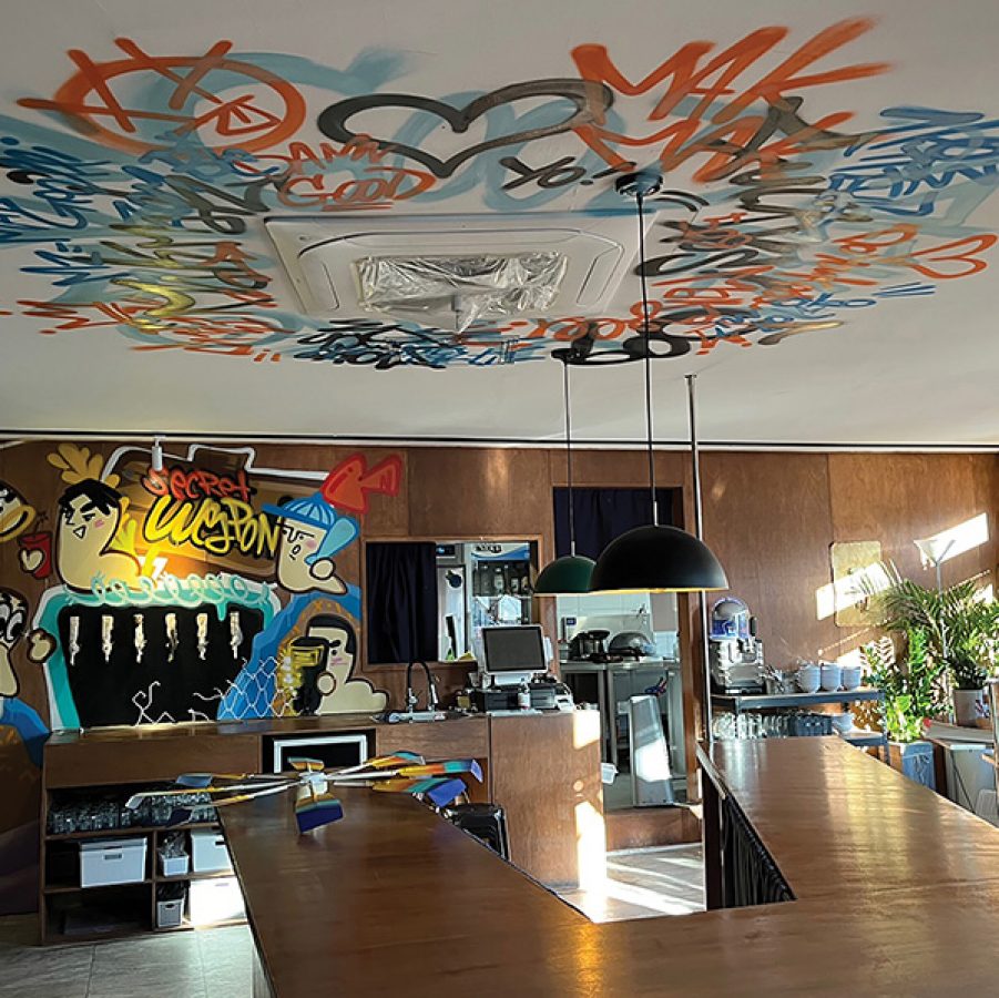 The brightly decorated interior of Woori Yeahsool in Seoul.