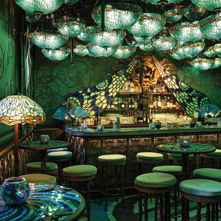 The Art Nouveau-inspired interiors of Dragonfly at Tai Kwun, Hong Kong.