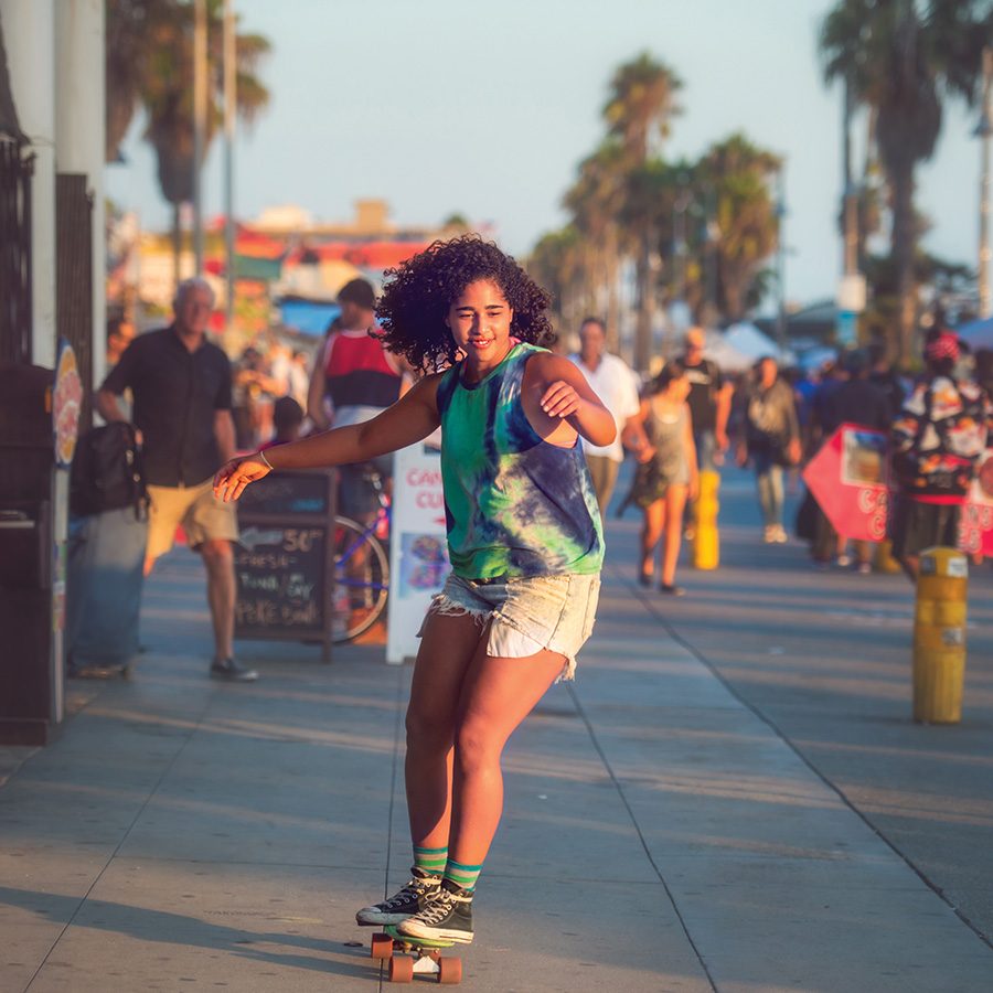 Woman on a skateboard in Los Angeles