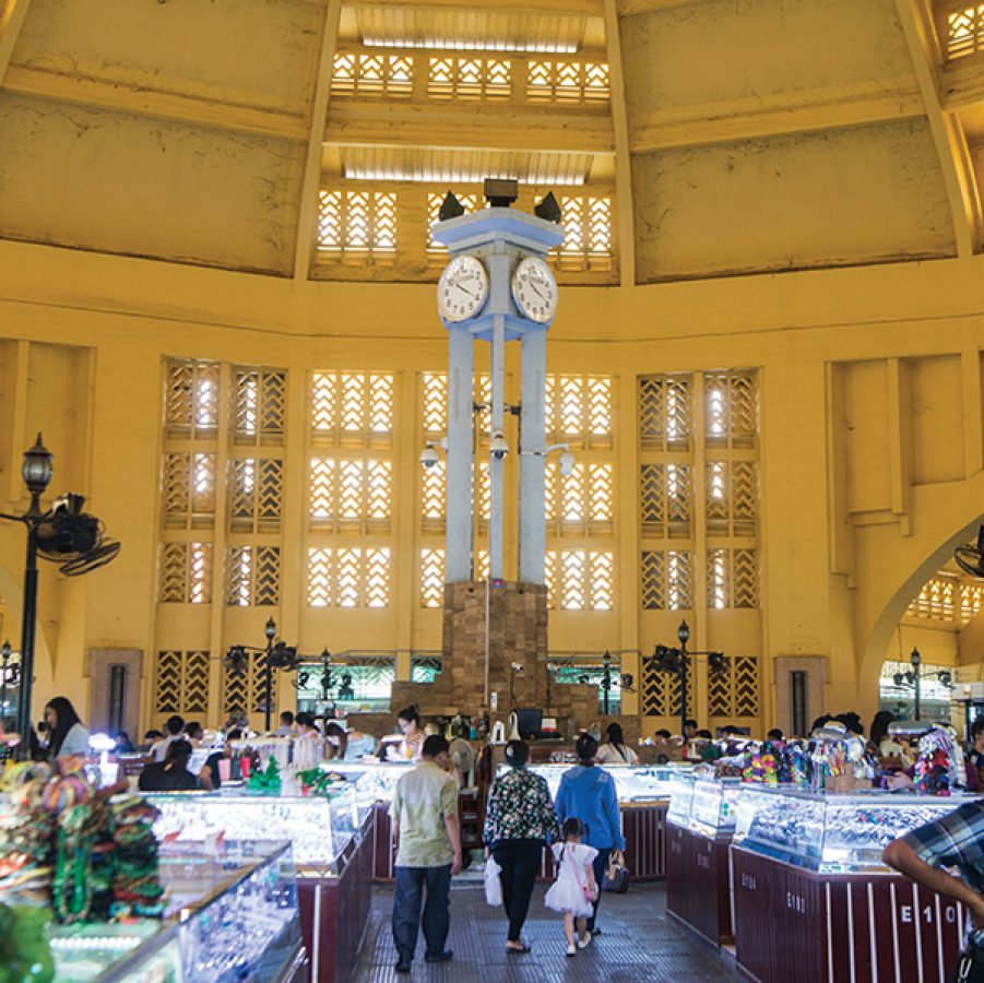 Interior view of Central Market in Phnom Penh
