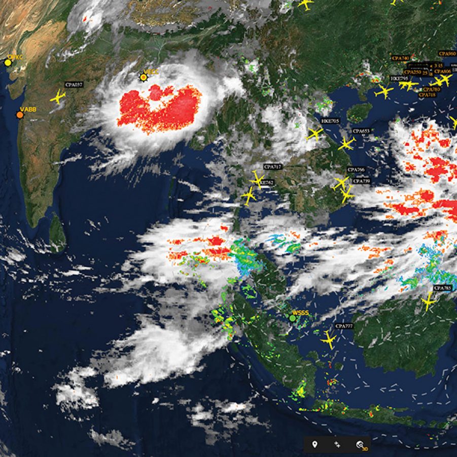 A weather satellite image of the Earth.