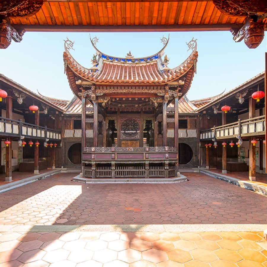 The ornate exterior of Wufeng Lin Family Mansion and Garden in Taichung. 