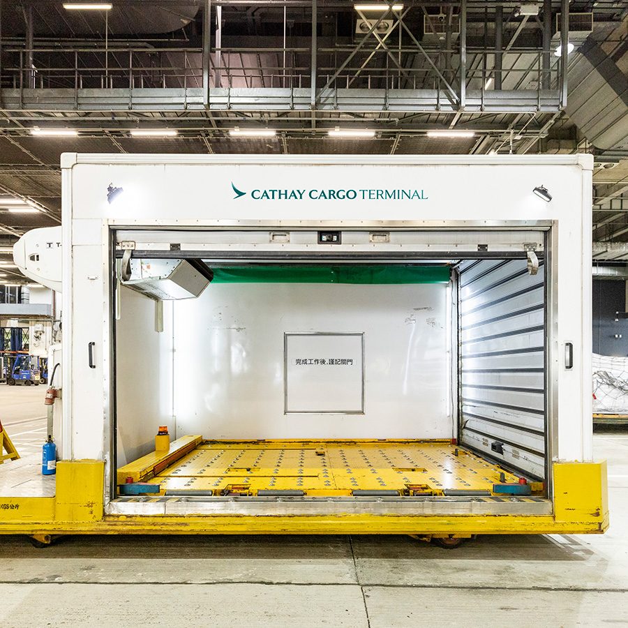 A Cathay Cargo unit at a warehouse. 