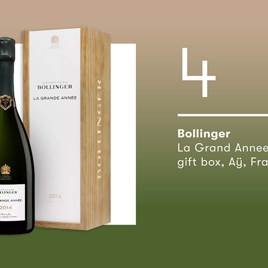 Product shot of the Bollinger La Grand Annee with a gift box