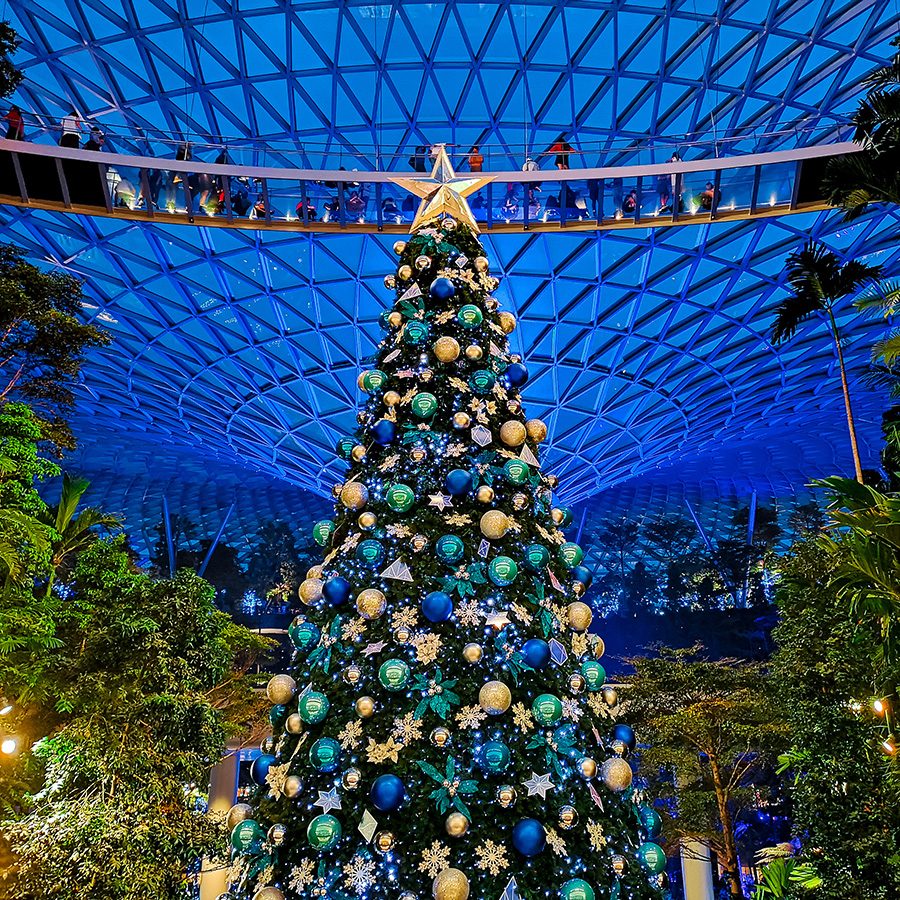 A Christmas tree at Jewel Changi Airport in Singapore.