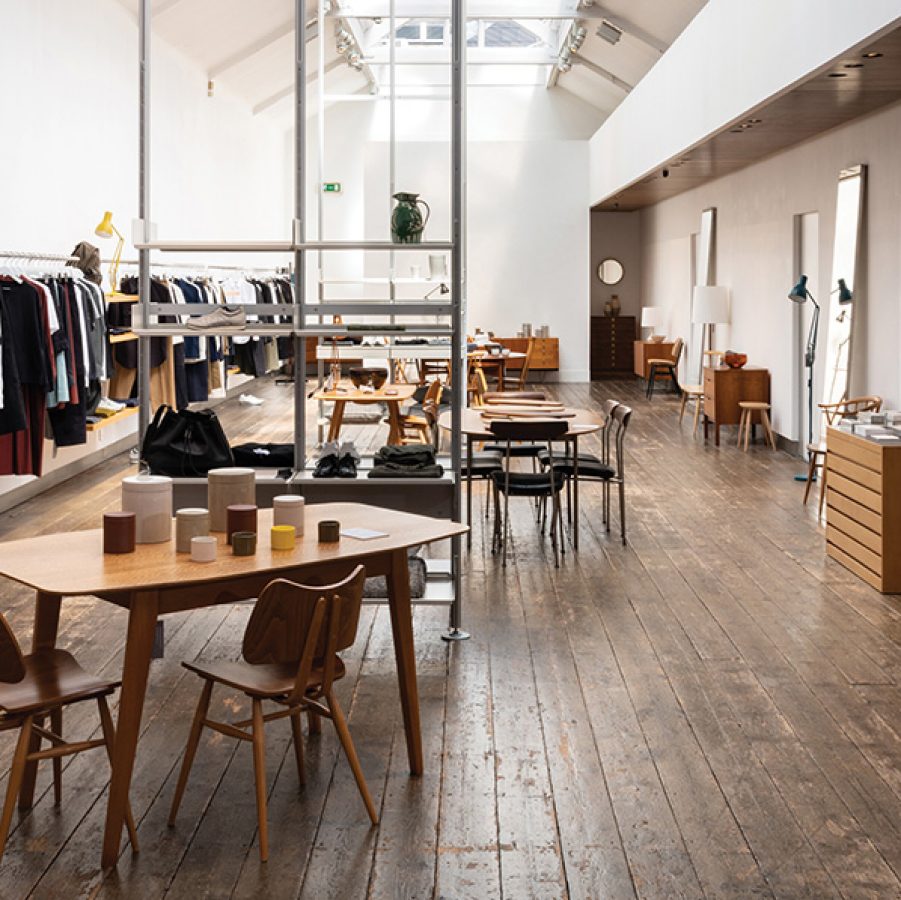 Tables and interiors of Margaret Howell store