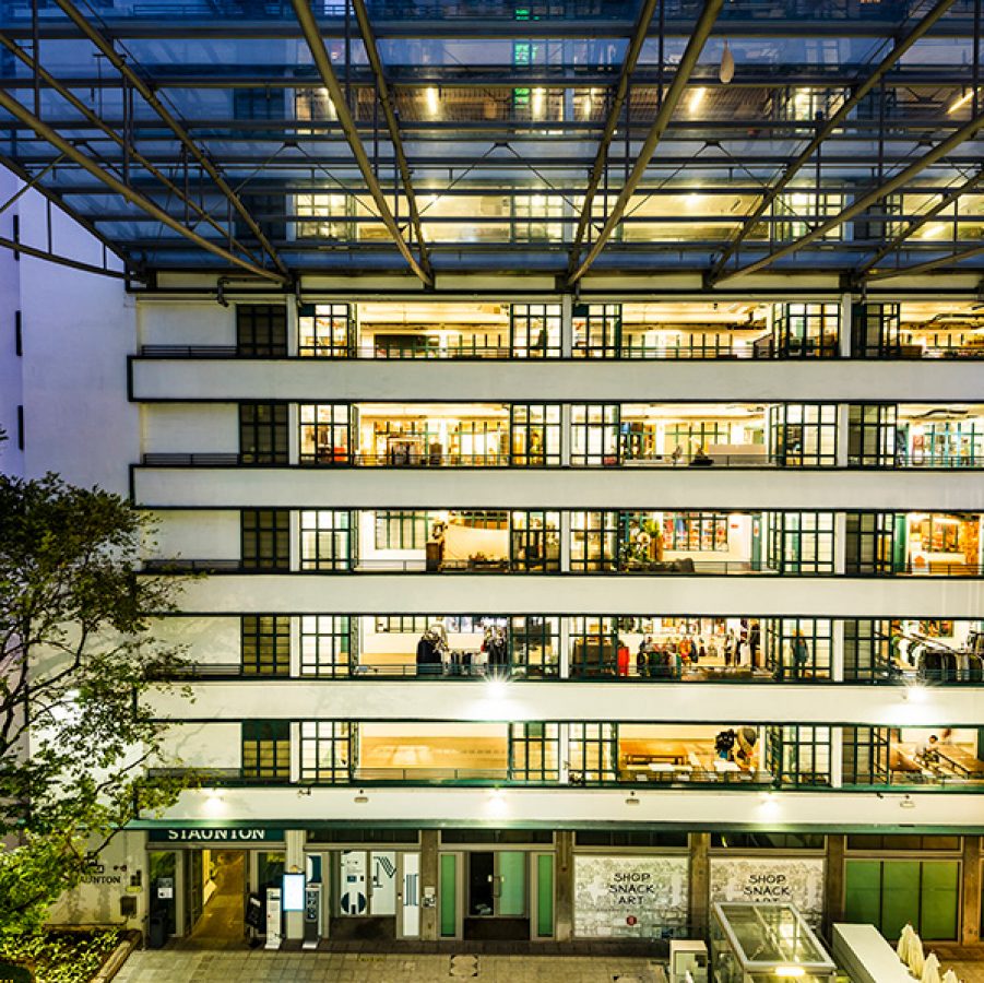 Exterior of PMQ in Hong Kong, which is hosting the OBG x PMQ Presents: Merry Thriftmas market where shoppers can buy second hand goods or swap items this holiday season.