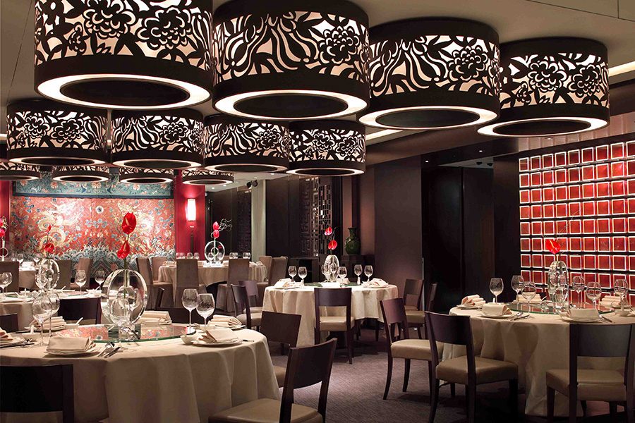  An interior view of Dong Lai Shun's modern and dining room with Chinese designs in Tsim Sha Tsui.