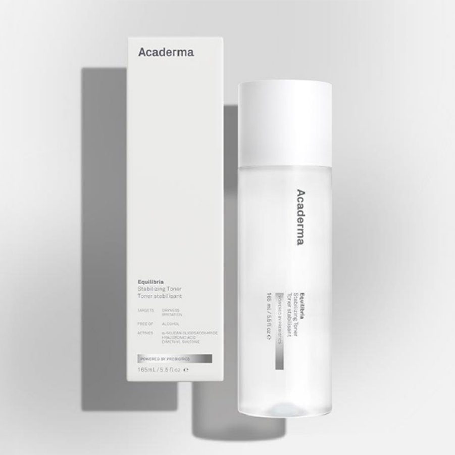 A bottle of Acaderma equilibria stabilizing toner 