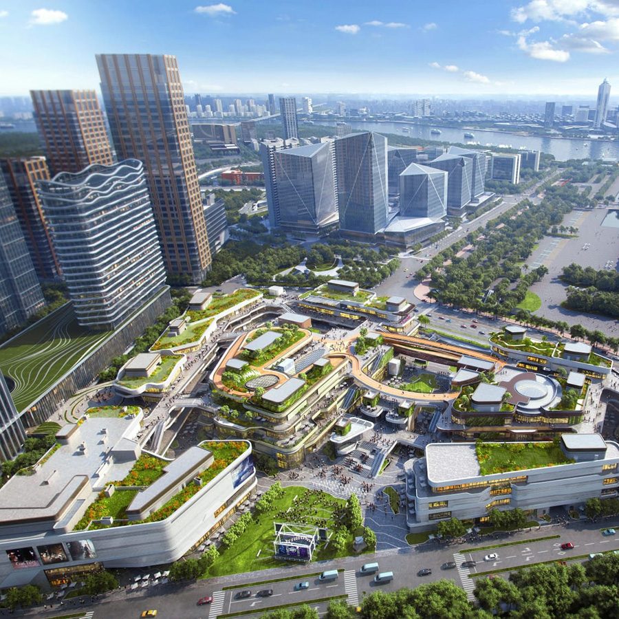 Aerial view of Shanghai’s Taikoo Li Qiantan.