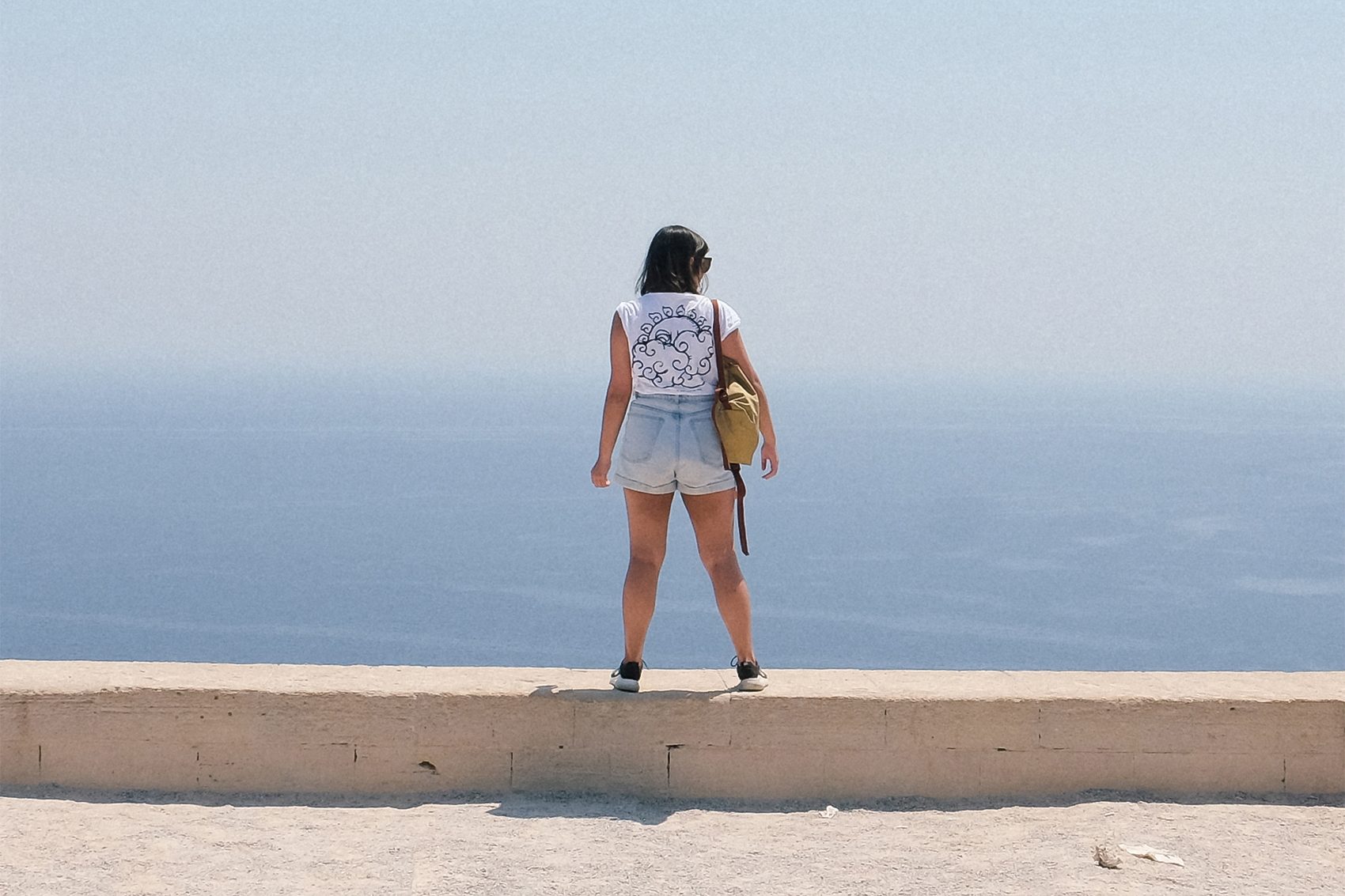 Shot of the writer on solo holiday in Greece 