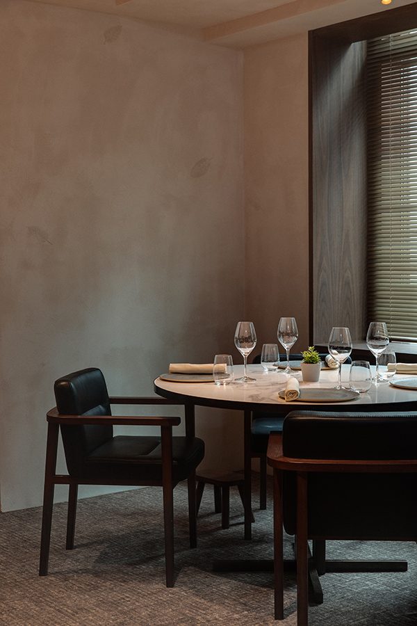 Interior shot of a table at Feuille.