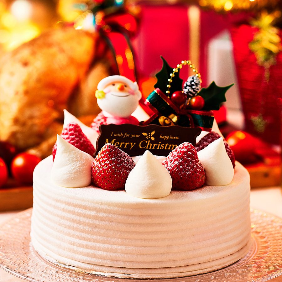 A whipped cream cake with strawberry, known as Christmas Cake in Japan. 
