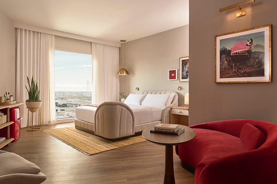Bedroom at Virgin Hotel Dallas.