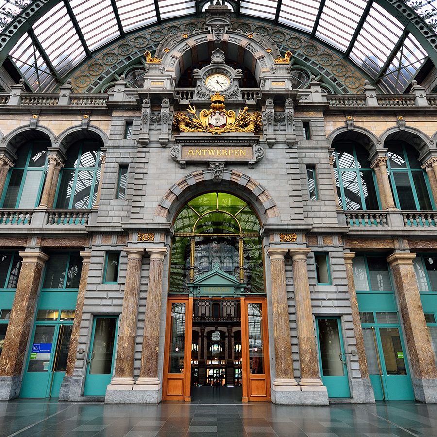 Interior of Antwerp’s main train station, Antwerpen Centraal. 