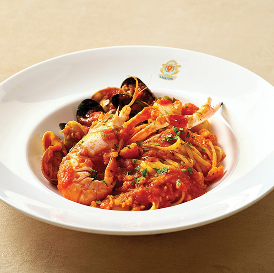 A plate of linguine with scampi, scallops, clams and mussels at Sabatini Ristorante Italiano in Hong Kong.