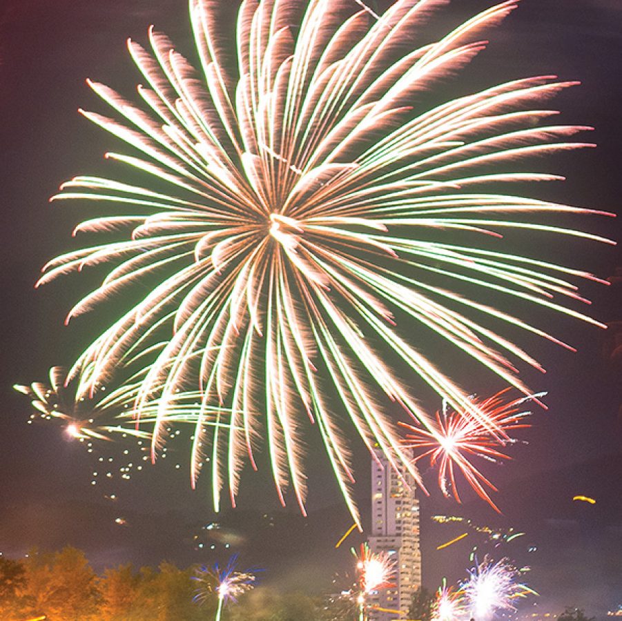 Colourful fireworks light up the night sky in Phuket.