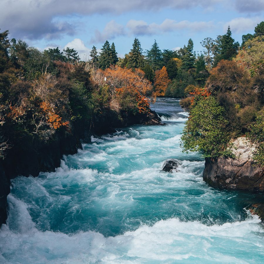 Autumn foliage bordering the Huka Falls.