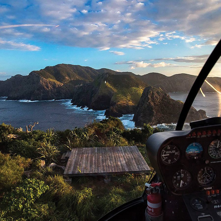 View of the Bay of Islands from a helicopter.