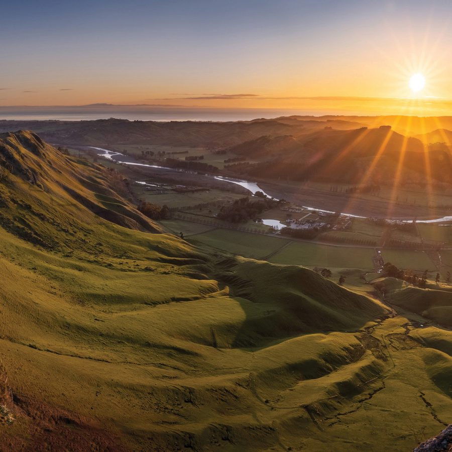 The sun setting on Te Mata Peak. 