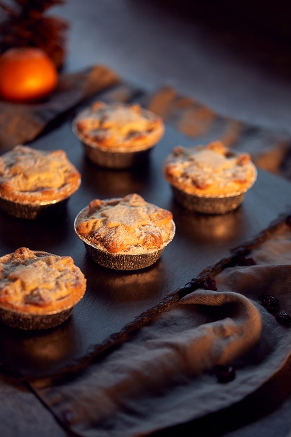 Truffle pudding adapted into a sweet dish with mincemeat, orange and homemade shortcrust pastry – available as a Christmas treat at Roganic.