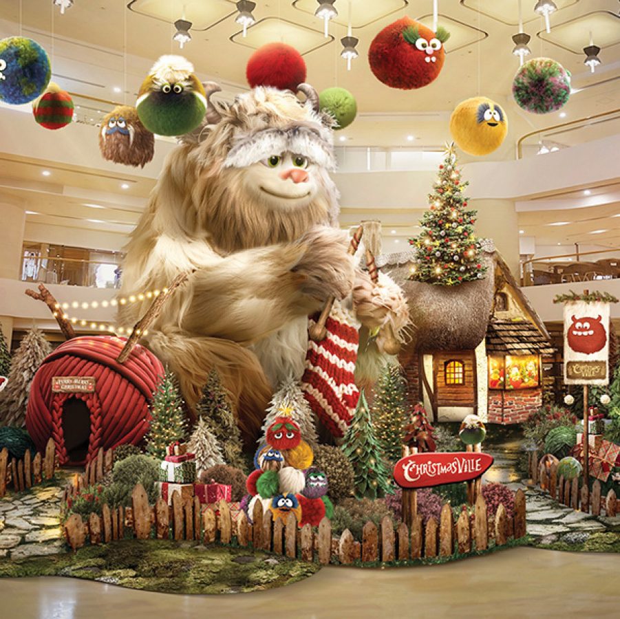 A giant Christmas fairytale forest decoration and installation at Pacific Place shopping mall in Admiralty.