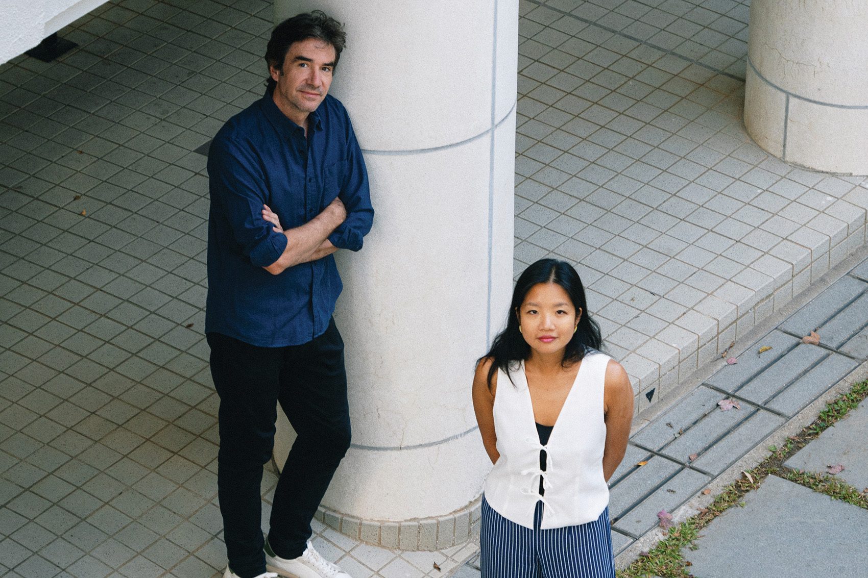 Maxime Vanhollebeke and Cynthia Cheng of Hong Kong Shifts, photographed from above. 