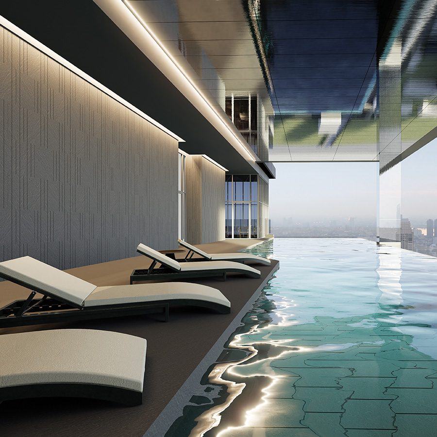 A view of the indoor infinity pool at the InterContinental Bangkok Sukhumvit