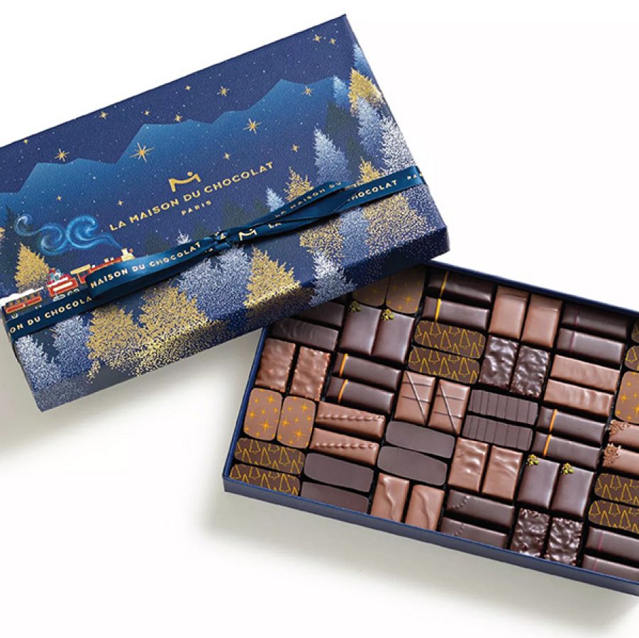 Product shot of the La Maison du Chocolat Holiday glow collection gift box. 