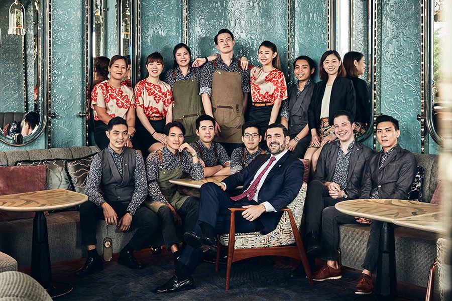 A group photo of the team at ARGO bar in Hong Kong.